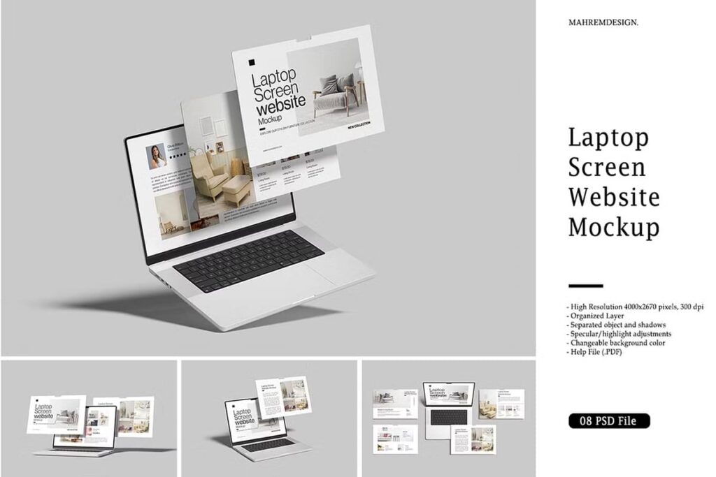 featured laptop screen website mockup