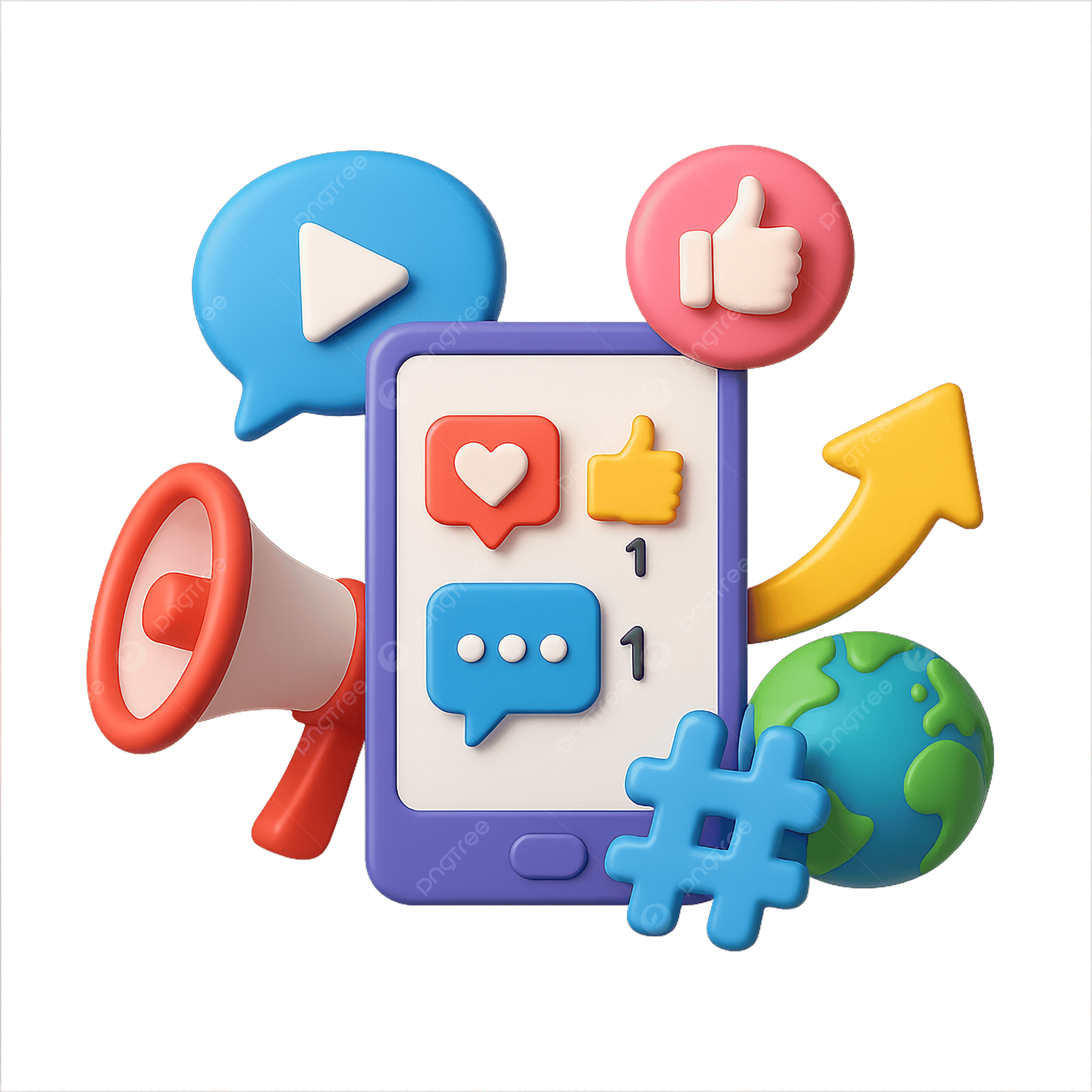 pngtree 3d social media marketing icons isolated on transparent background png image 21578204